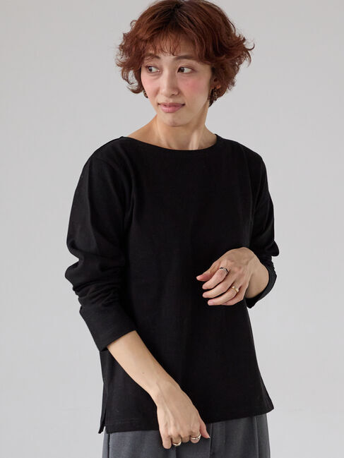 Lugnoncure「無地/ボーダー長袖カットソー」|Tシャツ・カットソー|ブラック