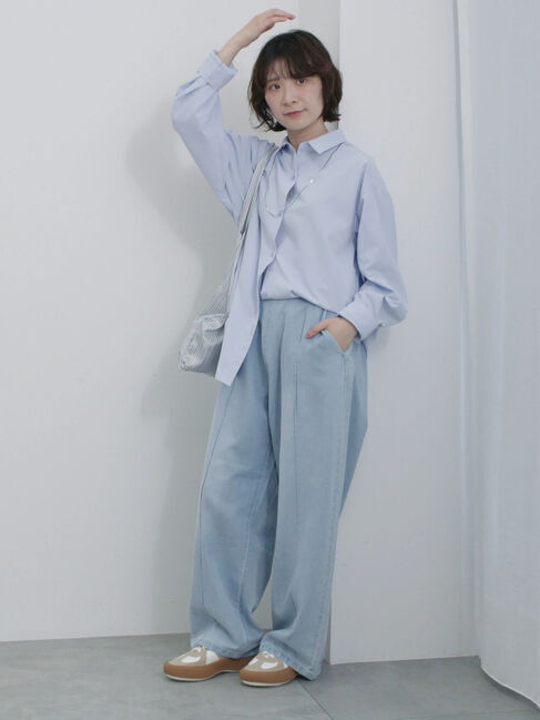 Samansa Mos2 blue「【イージーケア】マルチスタイルシャツ」|シャツ・ブラウス|