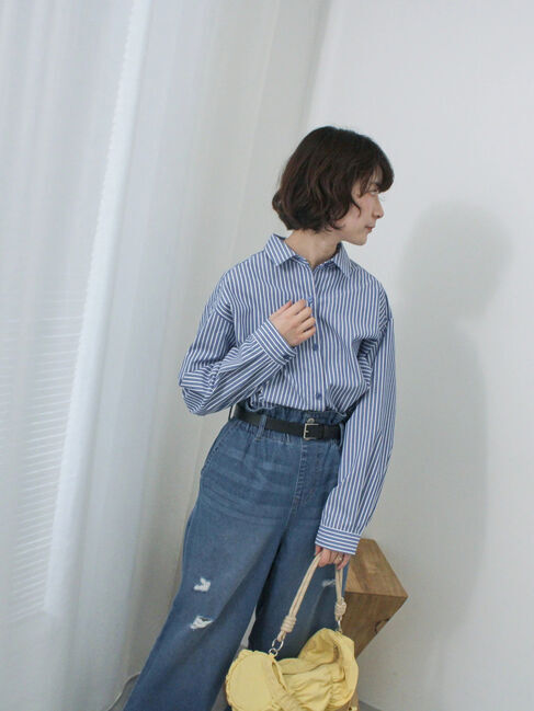 Samansa Mos2 blue「【イージーケア】マルチスタイルシャツ」|シャツ・ブラウス|