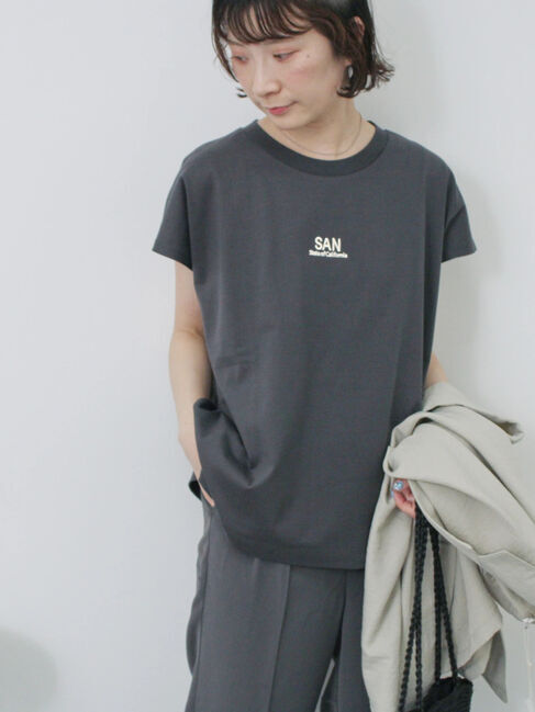 Samansa Mos2 blue「フレンチスリーブTシャツ」|Tシャツ・カットソー|