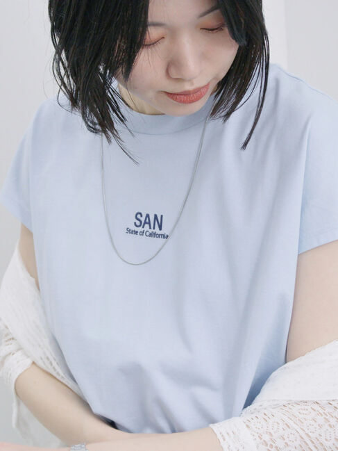 Samansa Mos2 blue「フレンチスリーブTシャツ」|Tシャツ・カットソー|