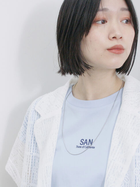 Samansa Mos2 blue「フレンチスリーブTシャツ」|Tシャツ・カットソー|
