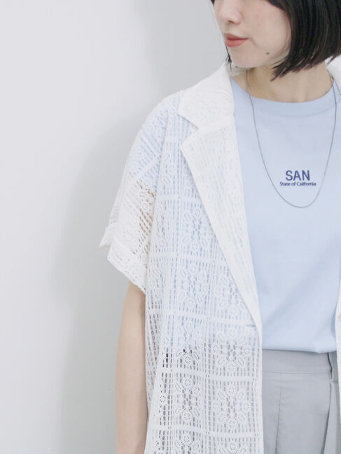 Samansa Mos2 blue「フレンチスリーブTシャツ」|Tシャツ・カットソー|