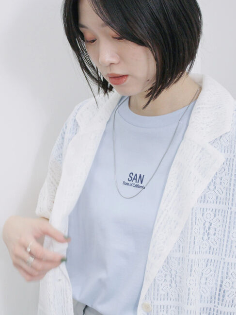 Samansa Mos2 blue「フレンチスリーブTシャツ」|Tシャツ・カットソー|
