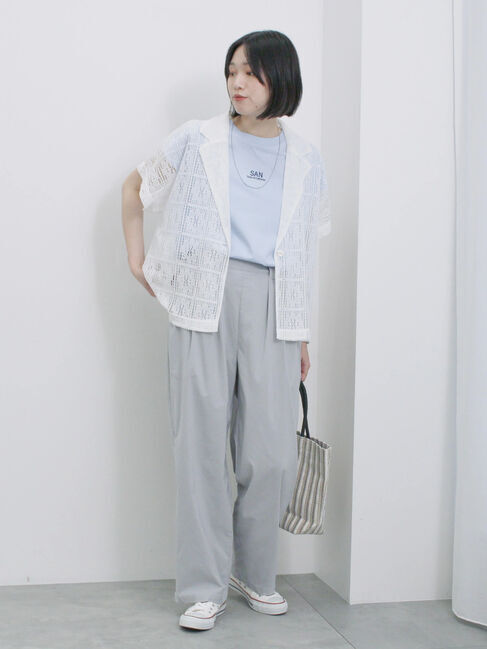 Samansa Mos2 blue「フレンチスリーブTシャツ」|Tシャツ・カットソー|