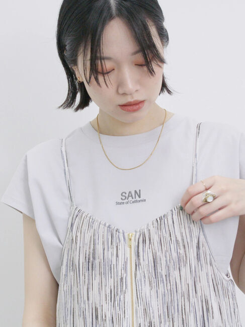 Samansa Mos2 blue「フレンチスリーブTシャツ」|Tシャツ・カットソー|