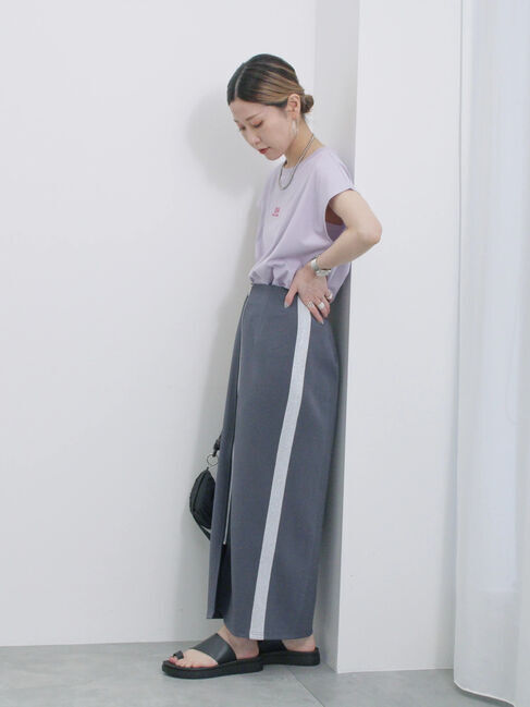 Samansa Mos2 blue「フレンチスリーブTシャツ」|Tシャツ・カットソー|