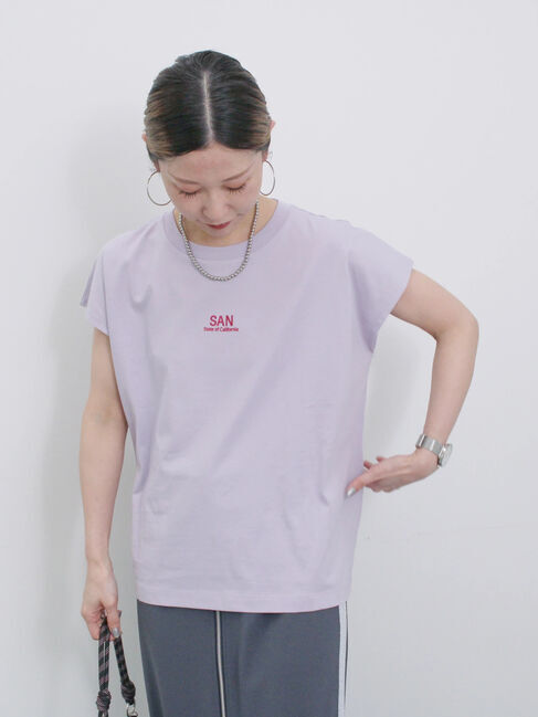 Samansa Mos2 blue「フレンチスリーブTシャツ」|Tシャツ・カットソー|