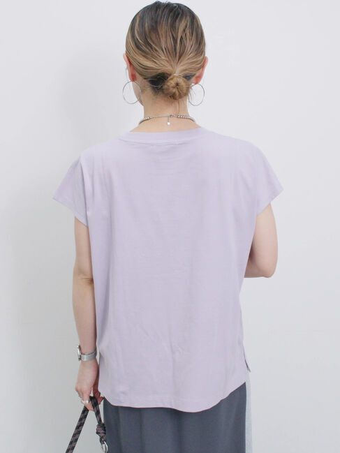 Samansa Mos2 blue「フレンチスリーブTシャツ」|Tシャツ・カットソー|