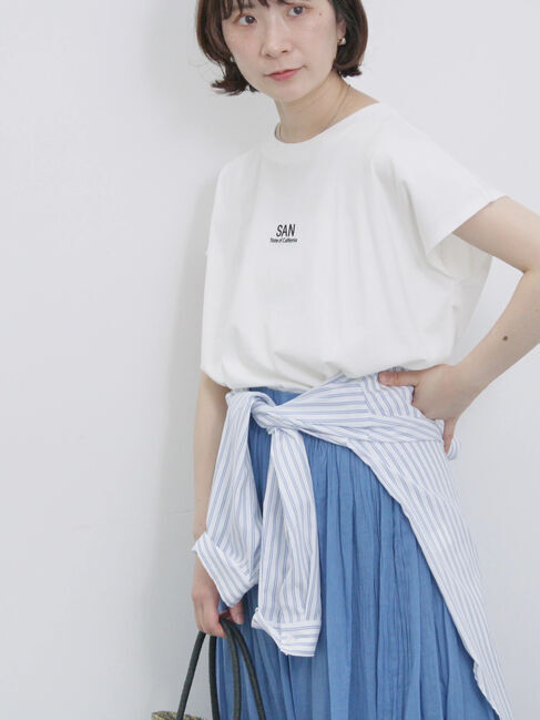 Samansa Mos2 blue「フレンチスリーブTシャツ」|Tシャツ・カットソー|