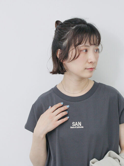 Samansa Mos2 blue「フレンチスリーブTシャツ」|Tシャツ・カットソー|