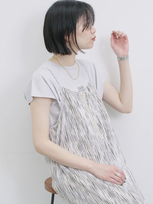 Samansa Mos2 blue「フレンチスリーブTシャツ」|Tシャツ・カットソー|