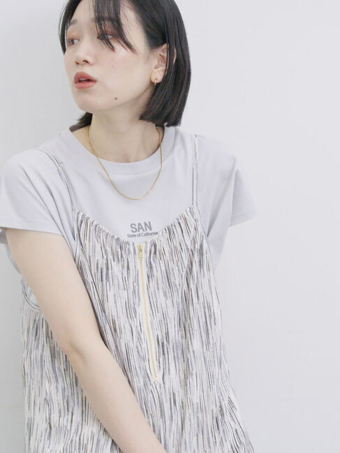 Samansa Mos2 blue「フレンチスリーブTシャツ」|Tシャツ・カットソー|Ｓグレー