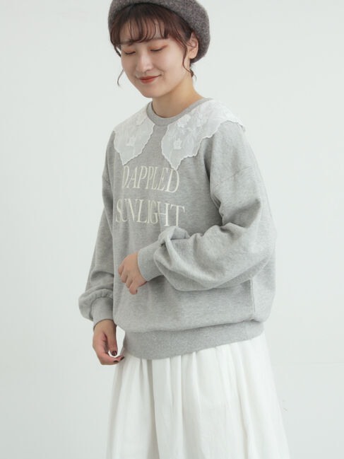 Samansa Mos2「裏毛3Dレース襟付きスウェット」|Tシャツ・カットソー|