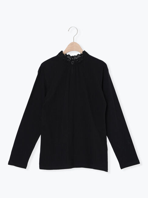 Samansa Mos2「【保温加工】衿レーススタンドネックインナー」|Tシャツ・カットソー|ブラック