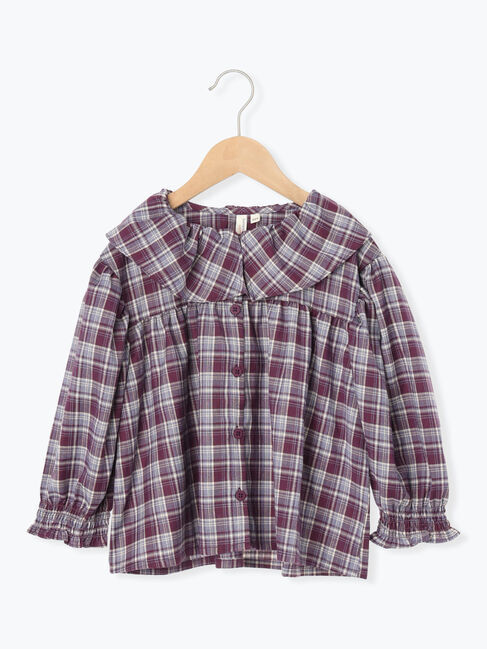 Samansa Mos2 Lagom「チェックフリル襟ブラウス」|シャツ・ブラウス|