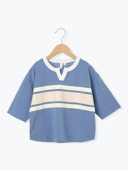 Samansa Mos2 Lagom「ボーダーラガーTシャツ」|Tシャツ・カットソー|ブルー