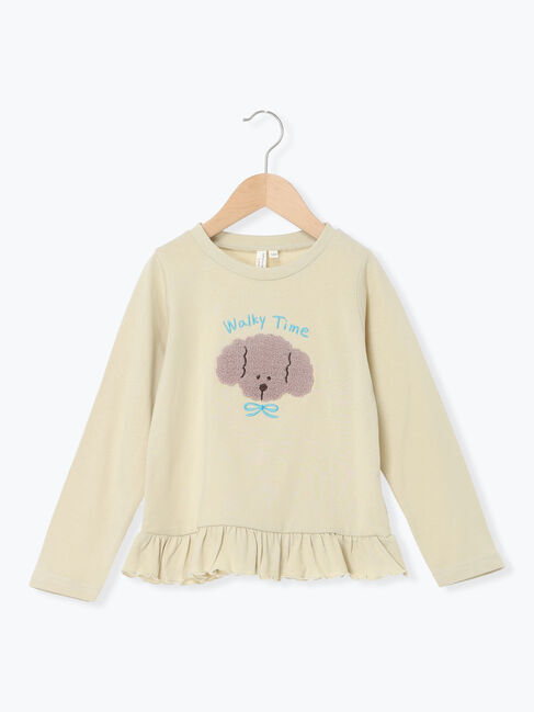 Samansa Mos2 Lagom「イヌさがら刺繍裾フリルロンT」|Tシャツ・カットソー|イエロー