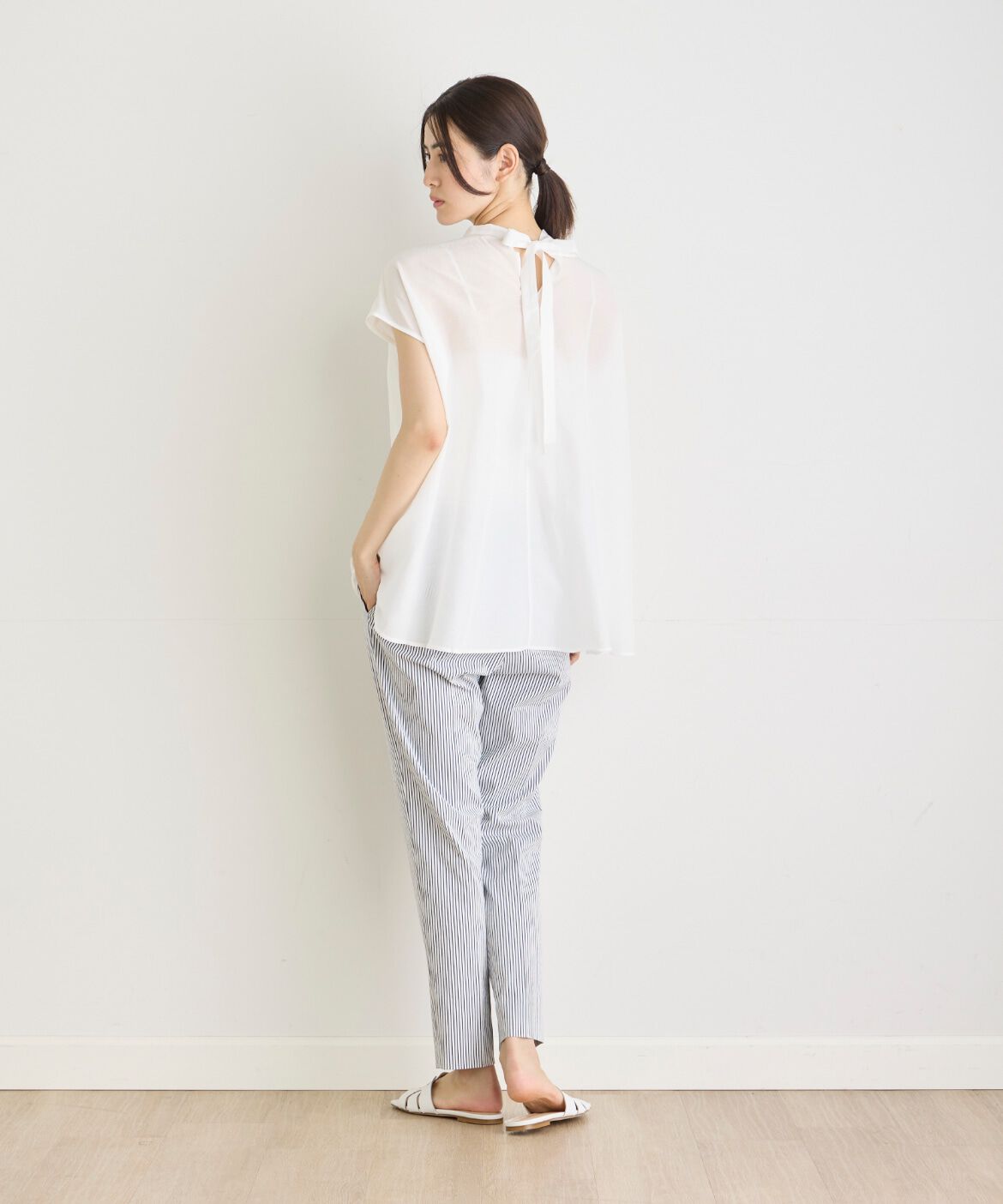 INED「バックリボンフレンチスリーブブラウス」|Tシャツ・カットソー|