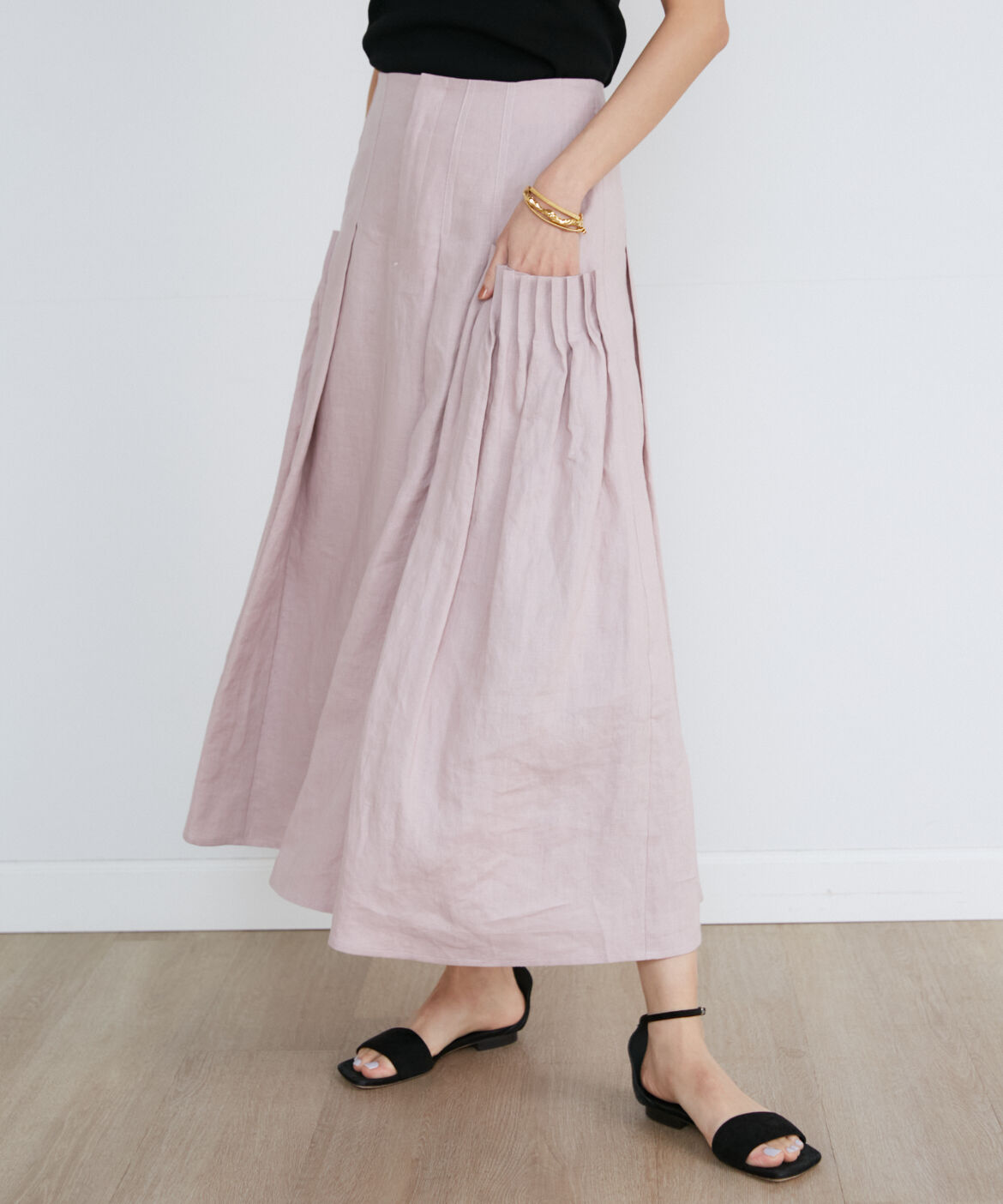 INED「リネンボックスプリーツスカート《la veille by SUPERIOR CLOSET》」|スカート|ピンク1