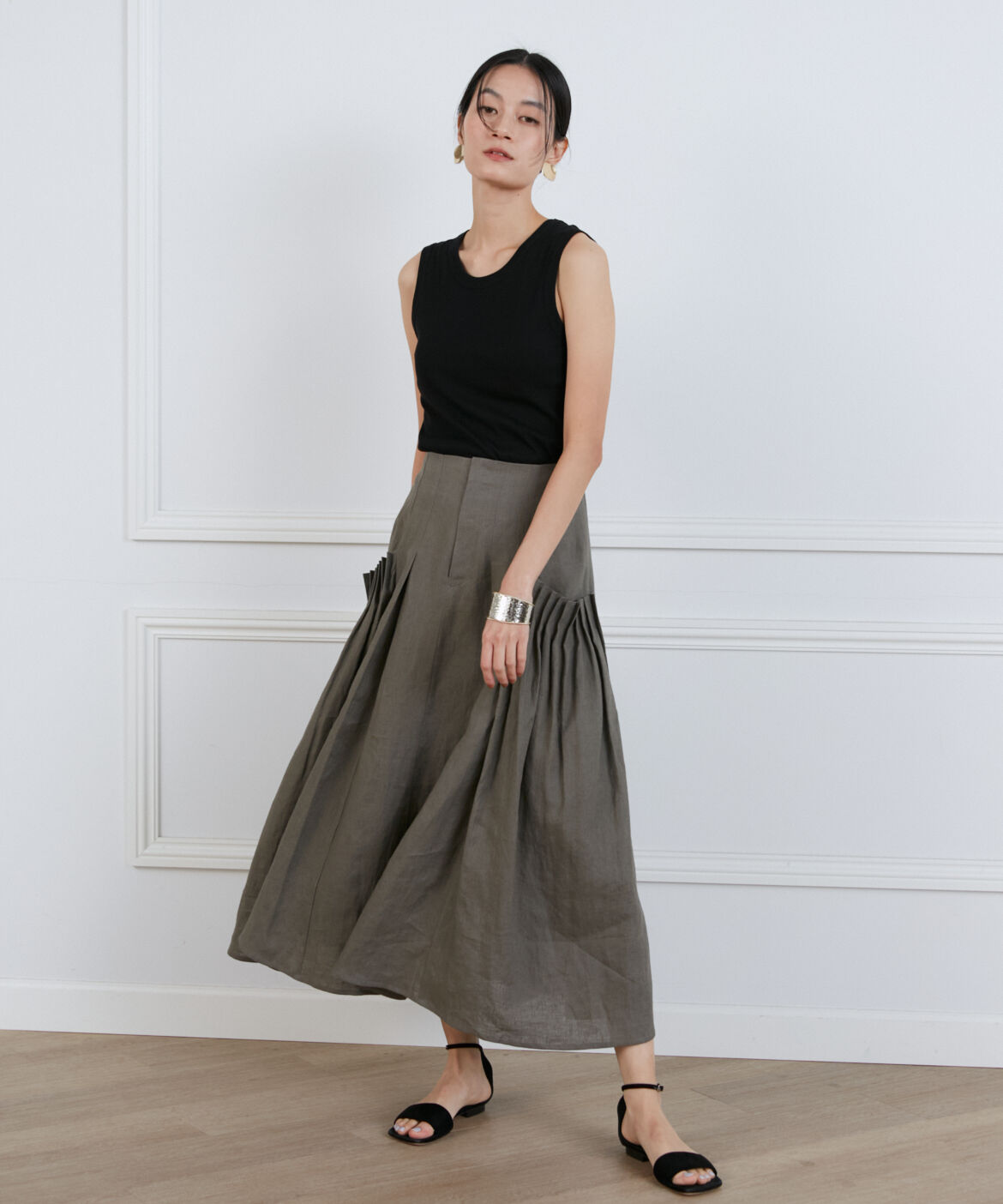 INED「リネンボックスプリーツスカート《la veille by SUPERIOR CLOSET》」|スカート|