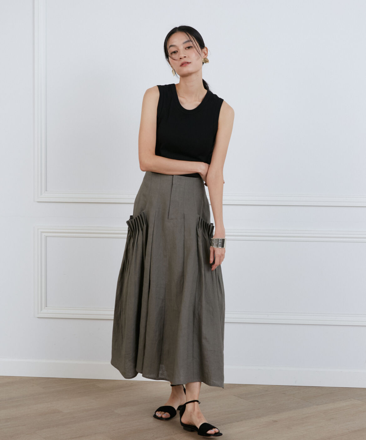 INED「リネンボックスプリーツスカート《la veille by SUPERIOR CLOSET》」|スカート|