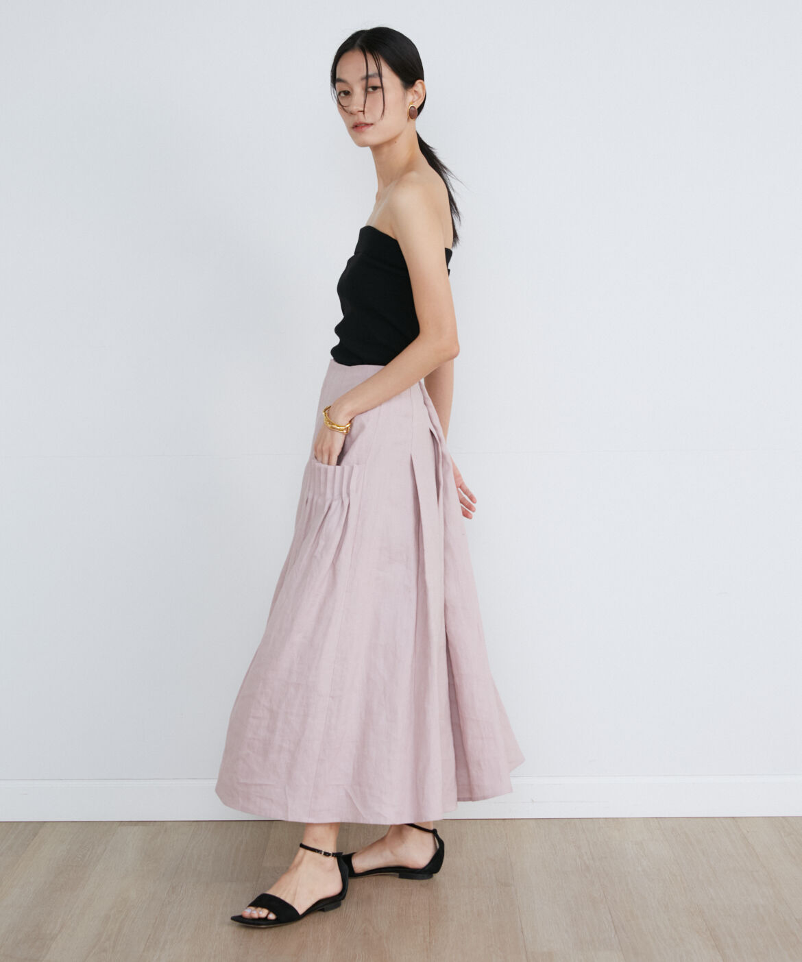 INED「リネンボックスプリーツスカート《la veille by SUPERIOR CLOSET》」|スカート|