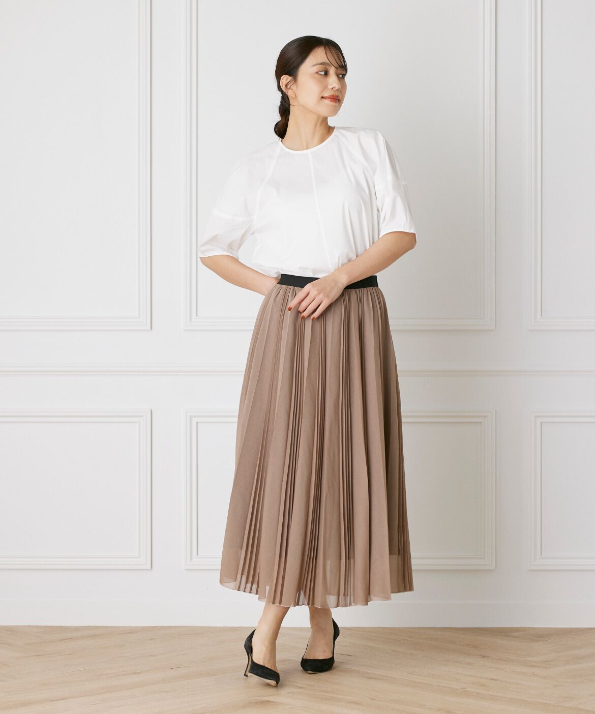 INED「ボリューム袖コットンナイロンブラウス」|シャツ・ブラウス|