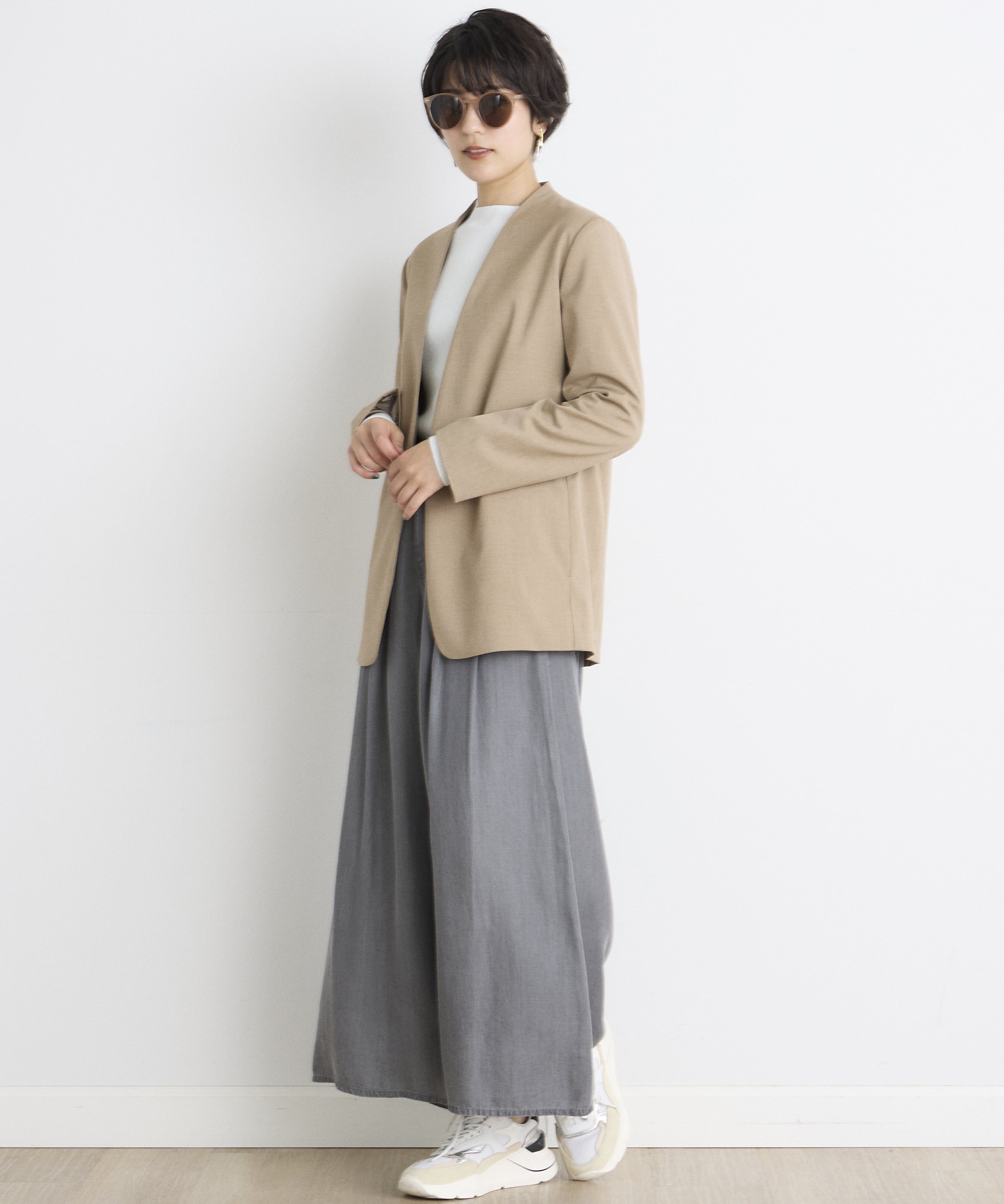 INED「《INED CLARO》カラーレスジャケット」|ノーカラージャケット|