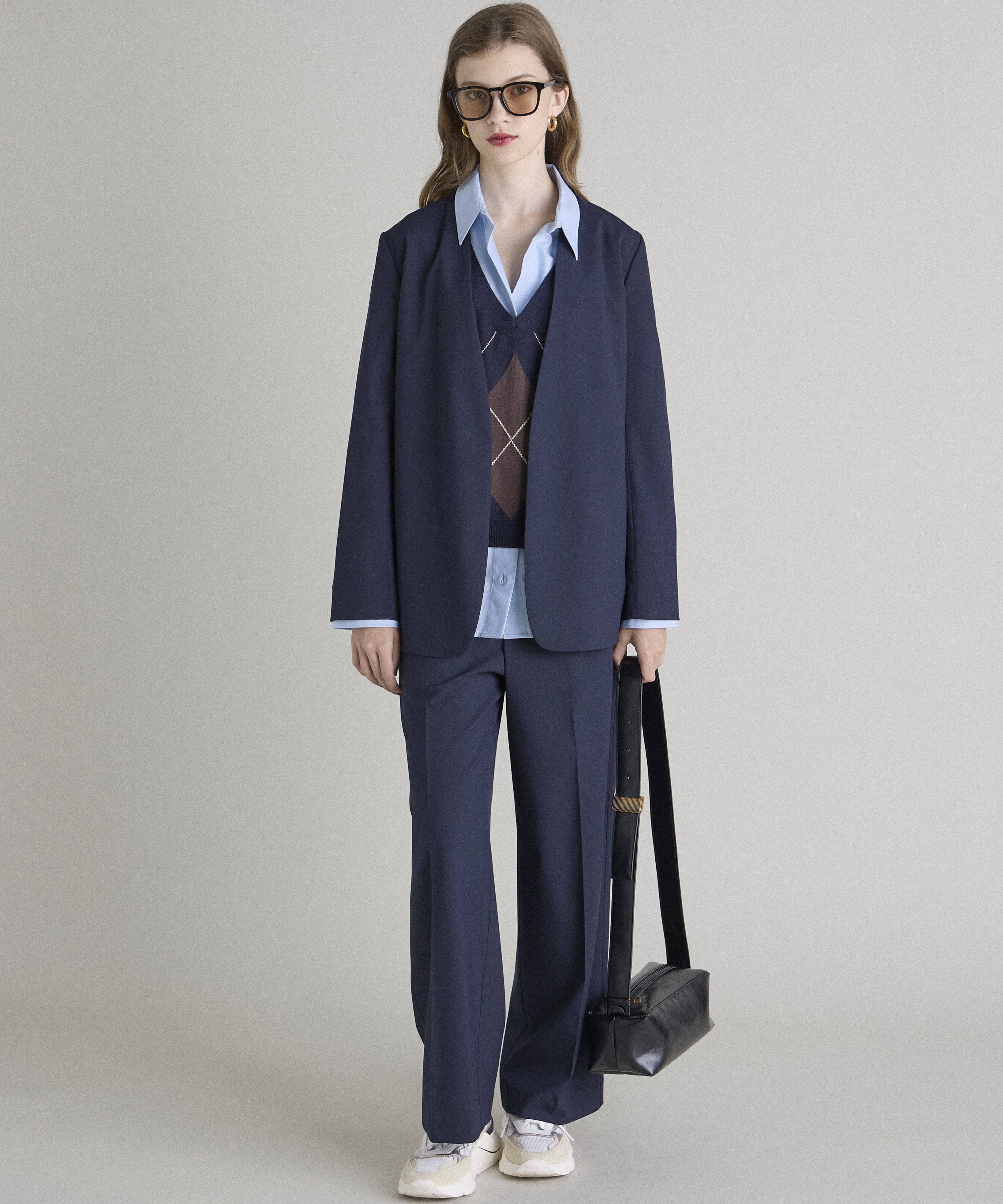 INED「《INED CLARO》カラーレスジャケット」|ノーカラージャケット|