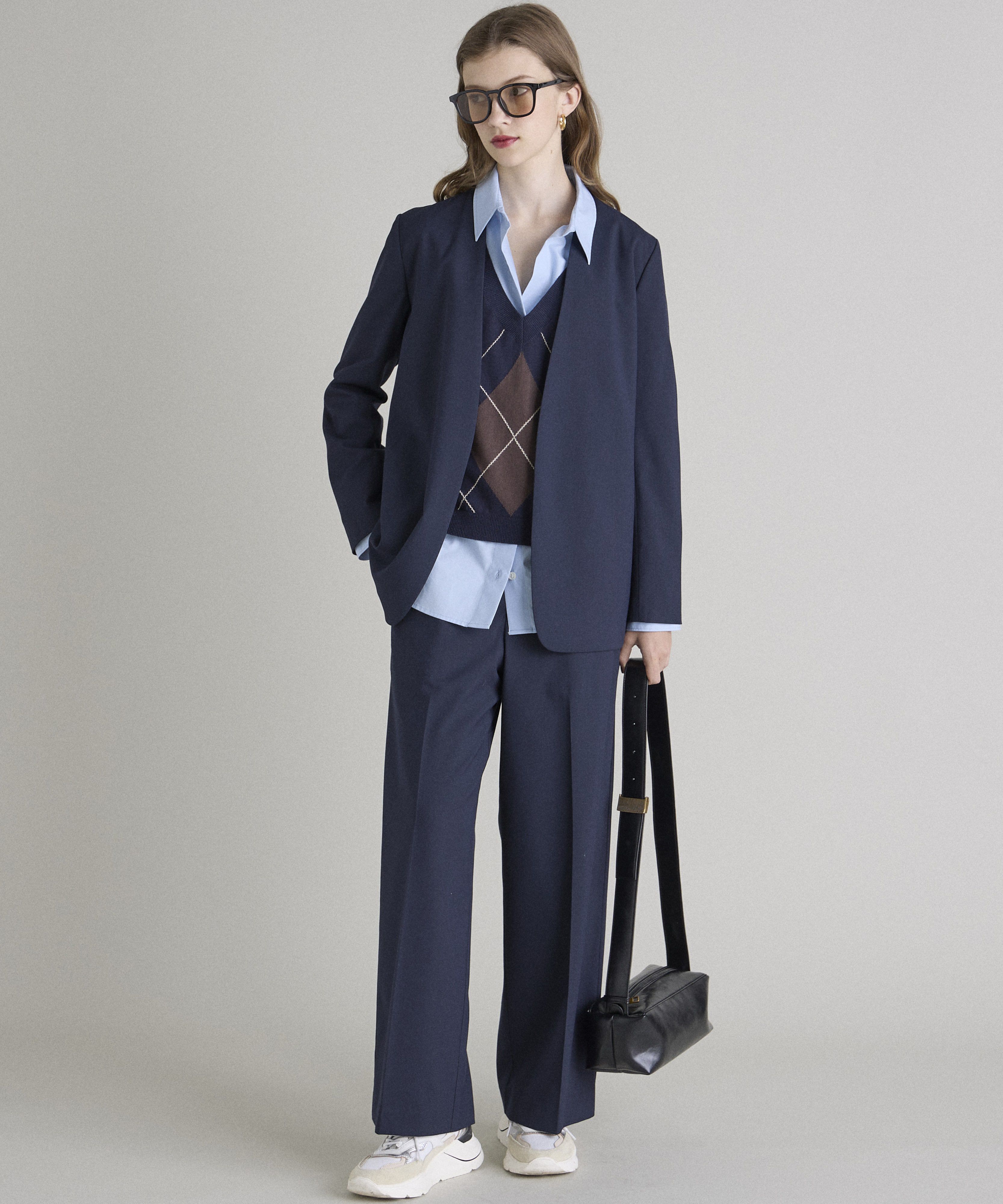 INED「《INED CLARO》カラーレスジャケット」|ノーカラージャケット|