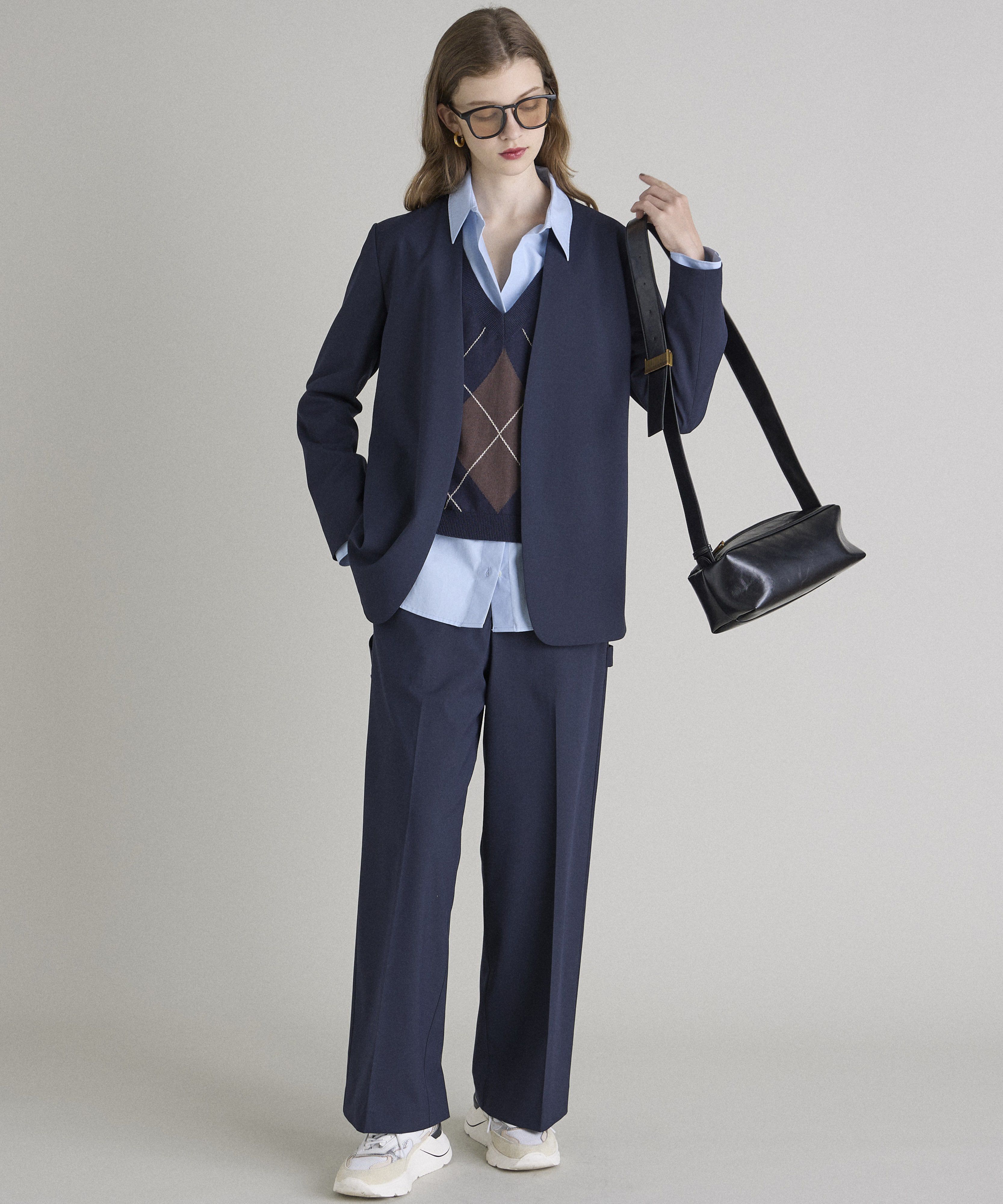 INED「《INED CLARO》カラーレスジャケット」|ノーカラージャケット|