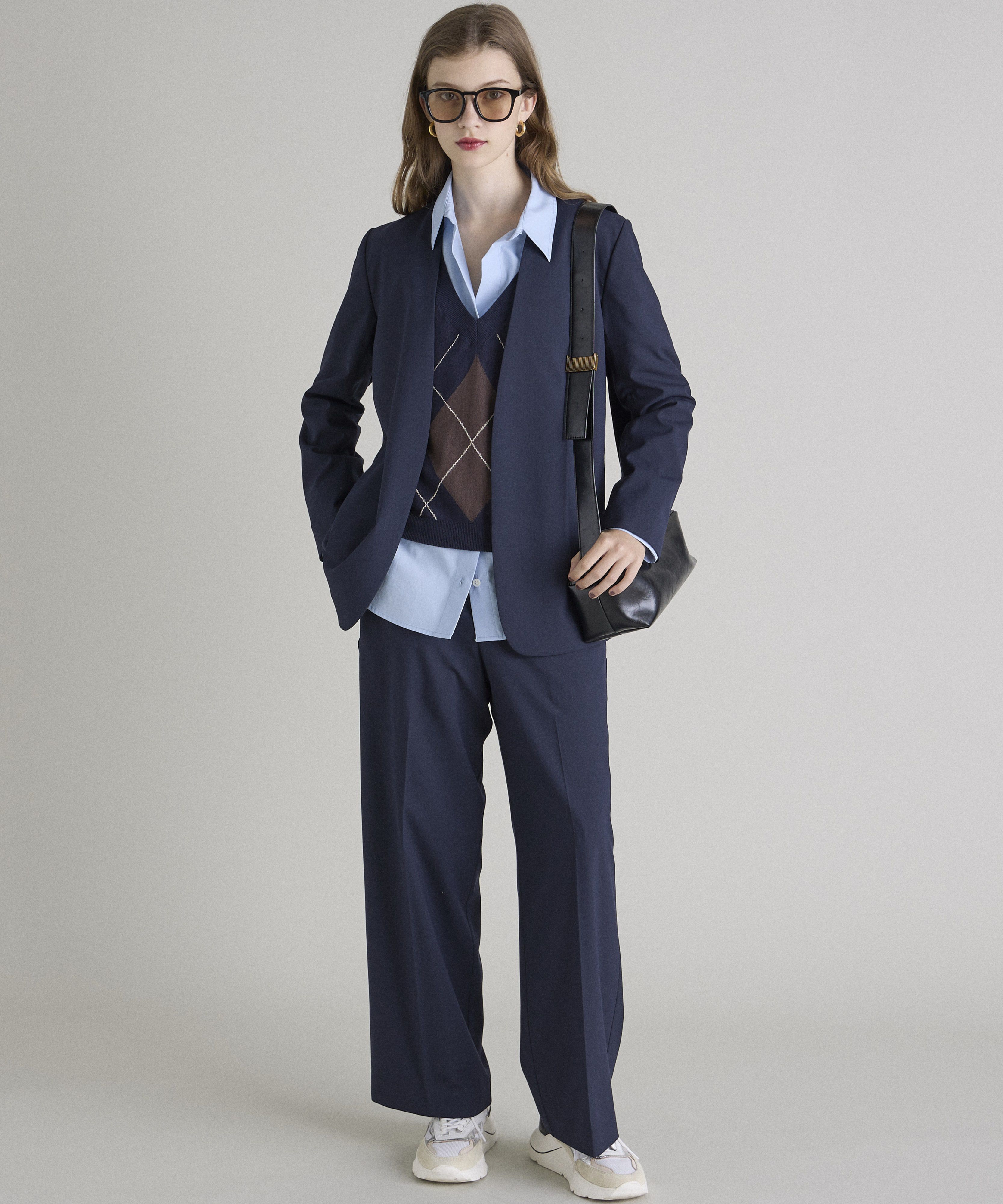 INED「《INED CLARO》カラーレスジャケット」|ノーカラージャケット|