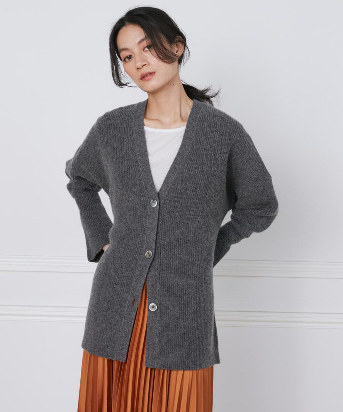 INED「ウールカシミヤカーディガン《la veille by SUPERIOR CLOSET》」|カーディガン|モクグレー4