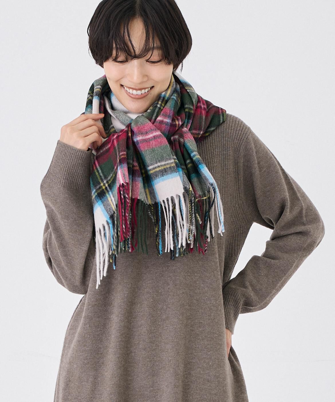 INED「ウールチェックストール」|マフラー|