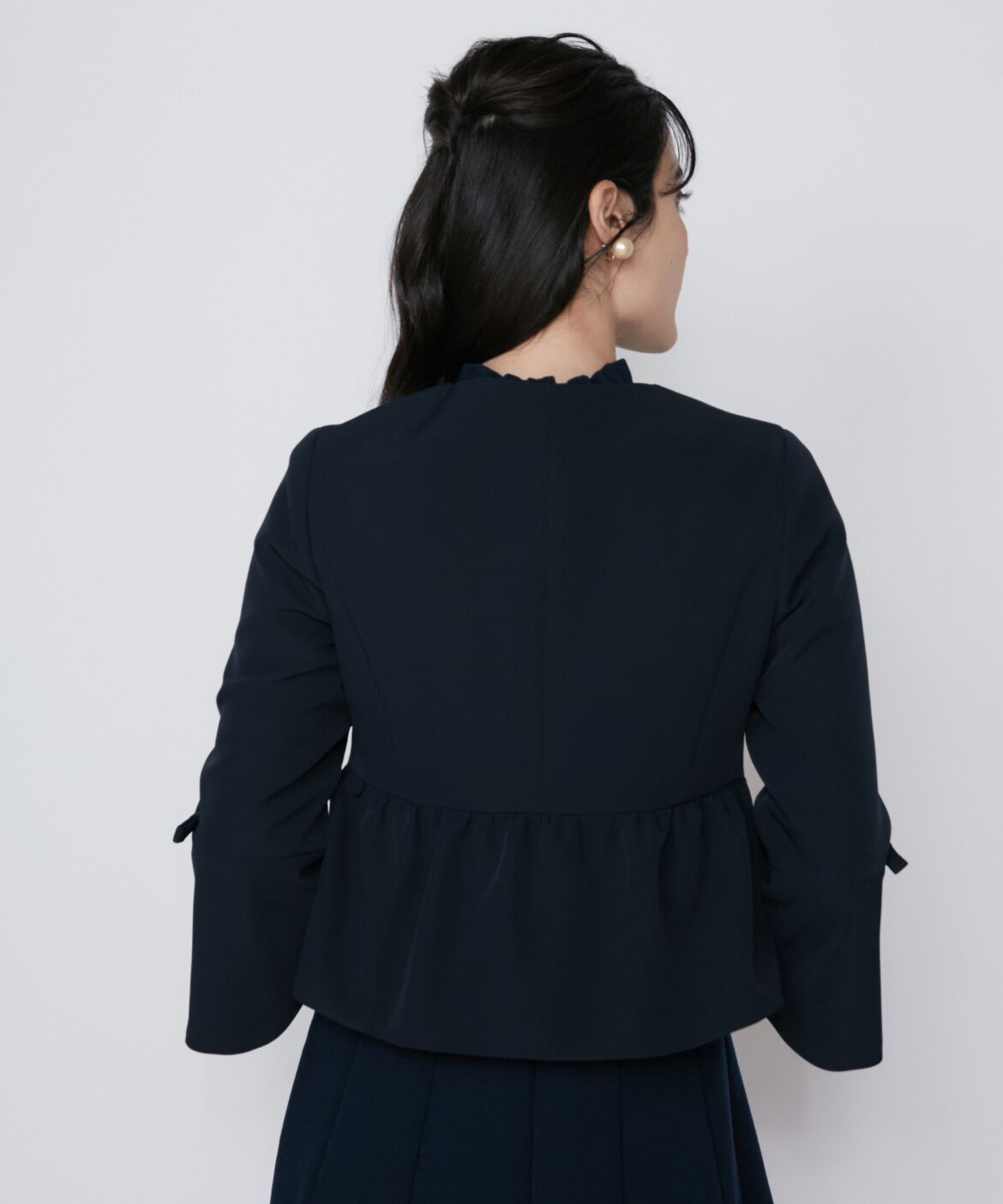 Maglie le cassetto「《プラスサイズ》リボンディテールジャケット《M Maglie le cassetto》」|ノーカラージャケット|