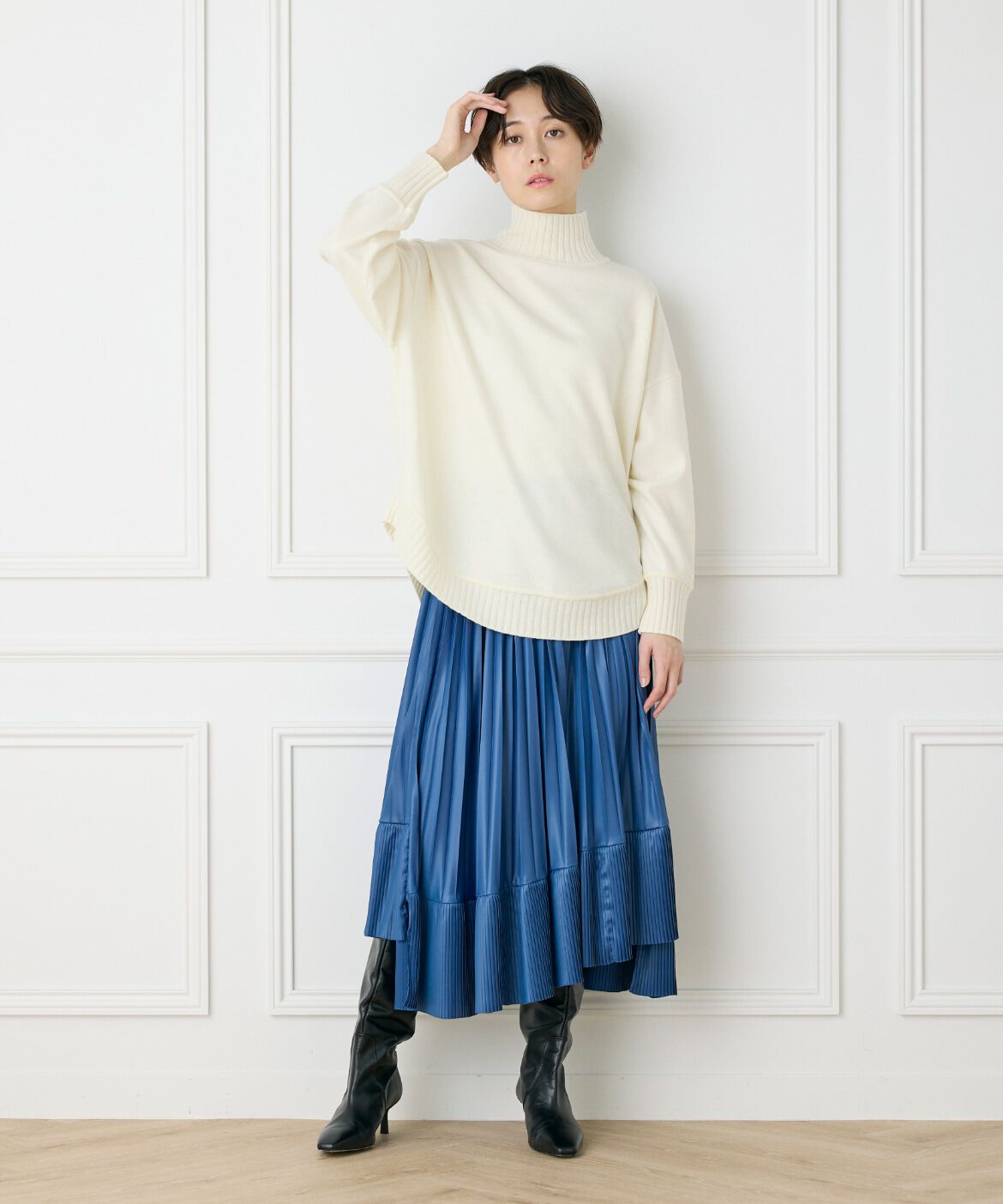 INED「《大きいサイズ》ダイヤモンド加工プリーツスカート」|スカート|