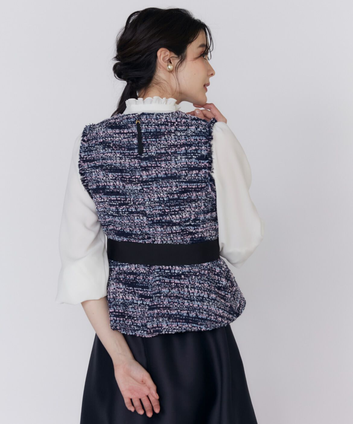 Maglie le cassetto「《M Maglie le cassetto》ファンシーツイードペプラムブラウス」|シャツ・ブラウス|