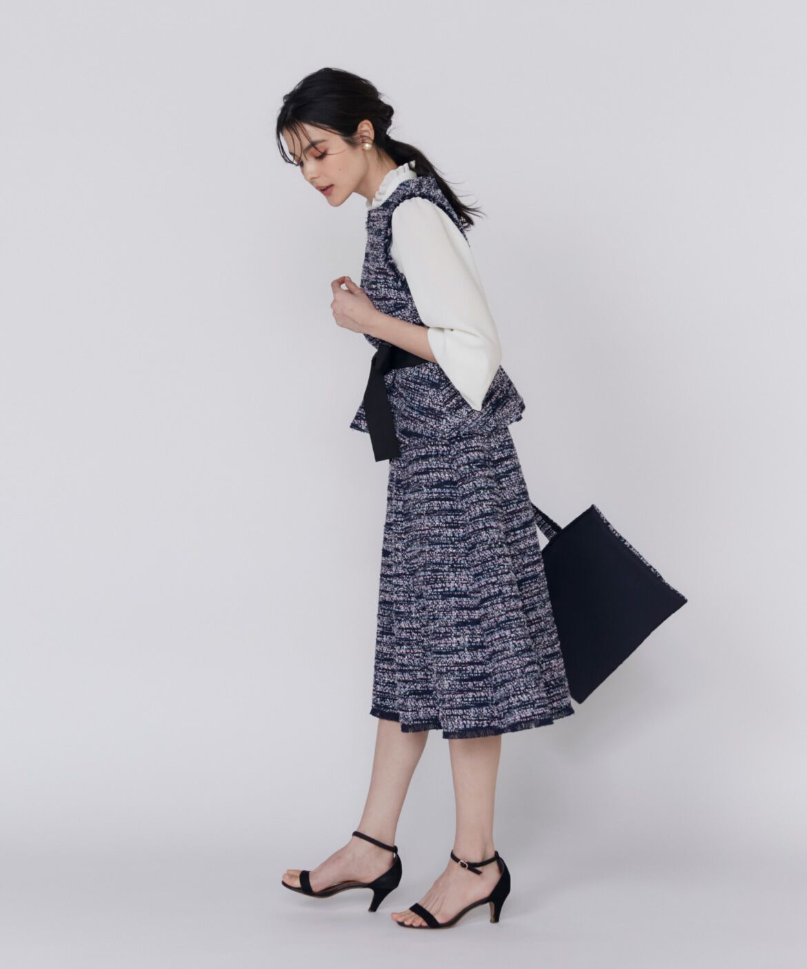 Maglie le cassetto「《M Maglie le cassetto》ファンシーツイードペプラムブラウス」|シャツ・ブラウス|