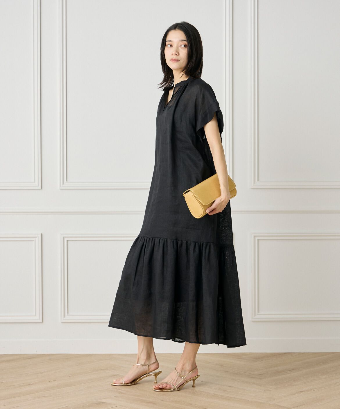 INED「リネンギャザーデザインワンピース」|ワンピース|