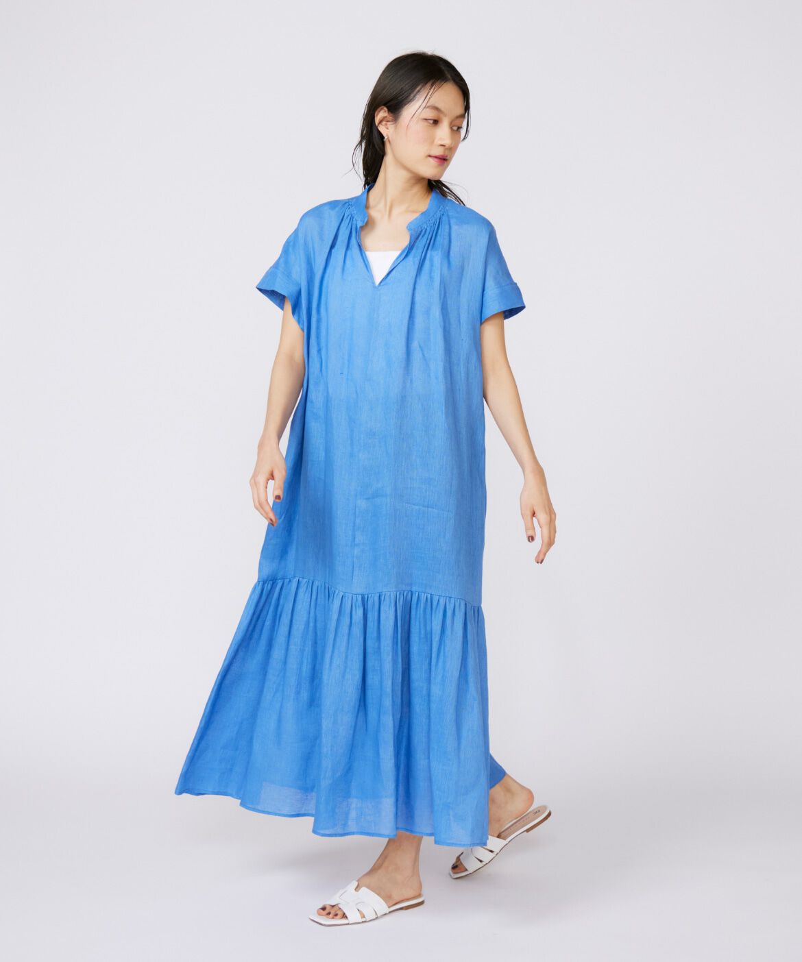 INED「リネンギャザーデザインワンピース」|ワンピース|