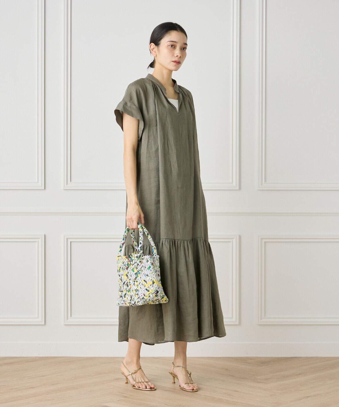 INED「リネンギャザーデザインワンピース」|ワンピース|