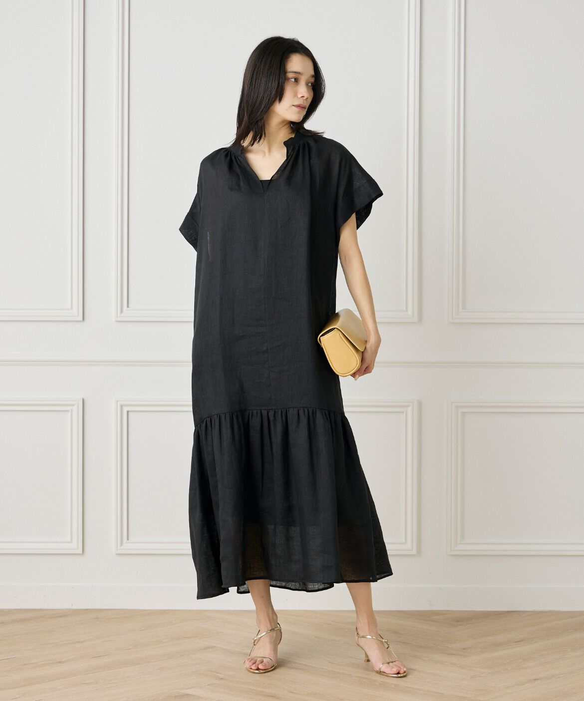 INED「リネンギャザーデザインワンピース」|ワンピース|