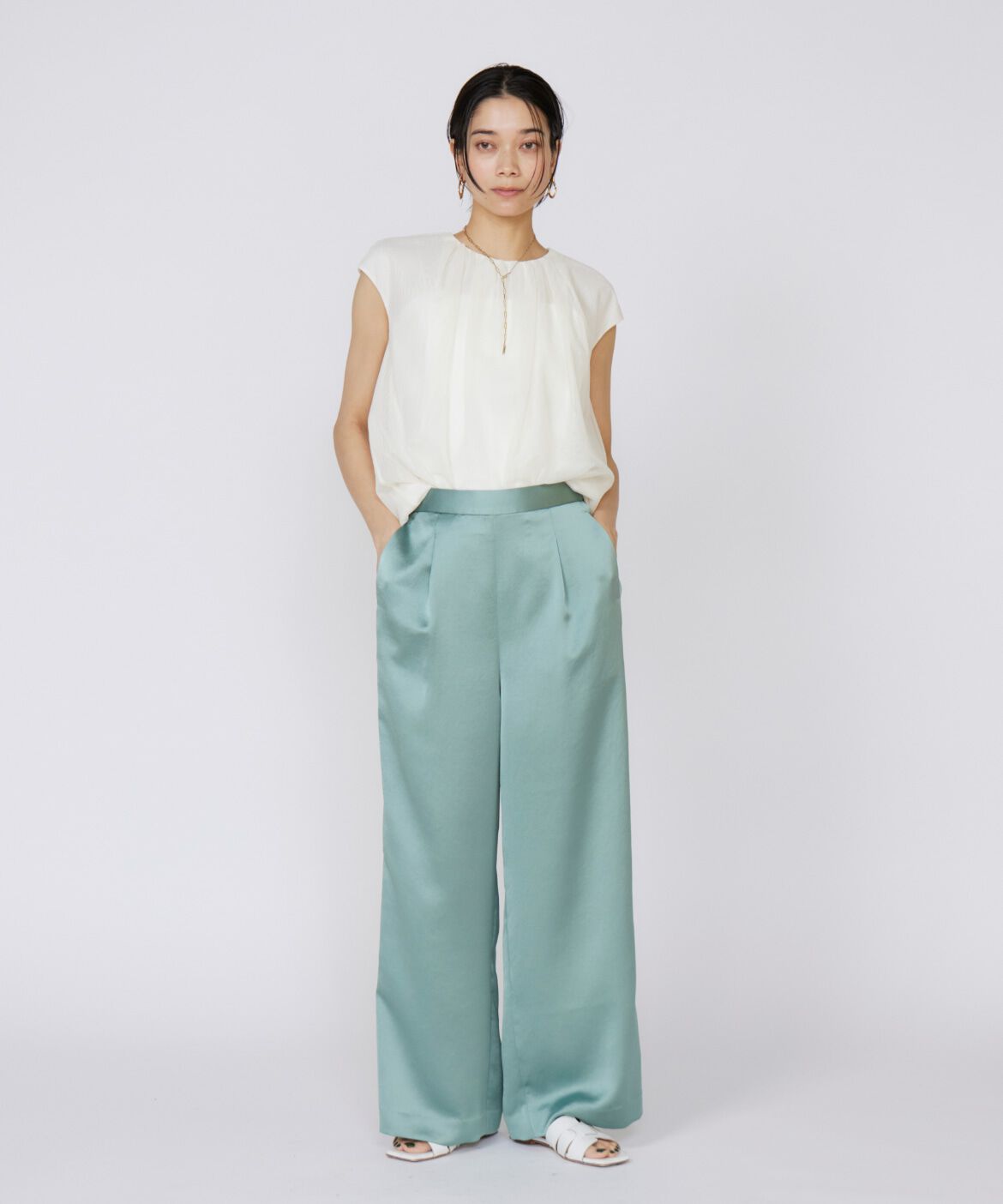 INED「《大きいサイズ》チュールブラウス」|シャツ・ブラウス|