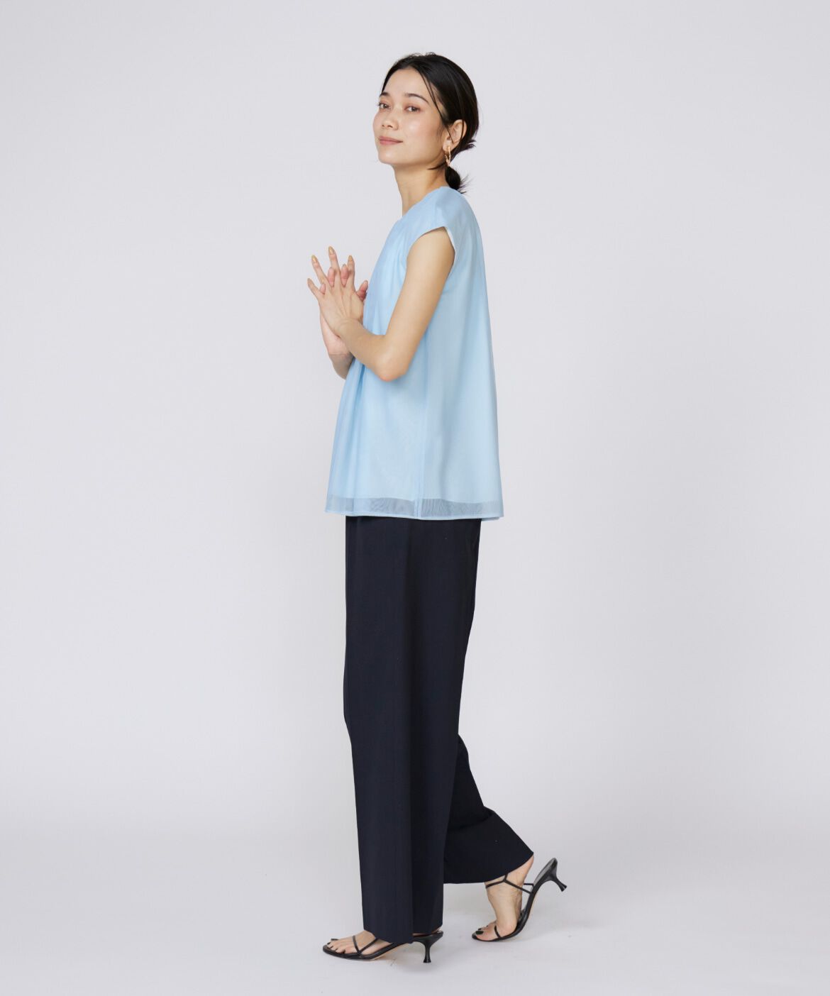 INED「《大きいサイズ》チュールブラウス」|シャツ・ブラウス|