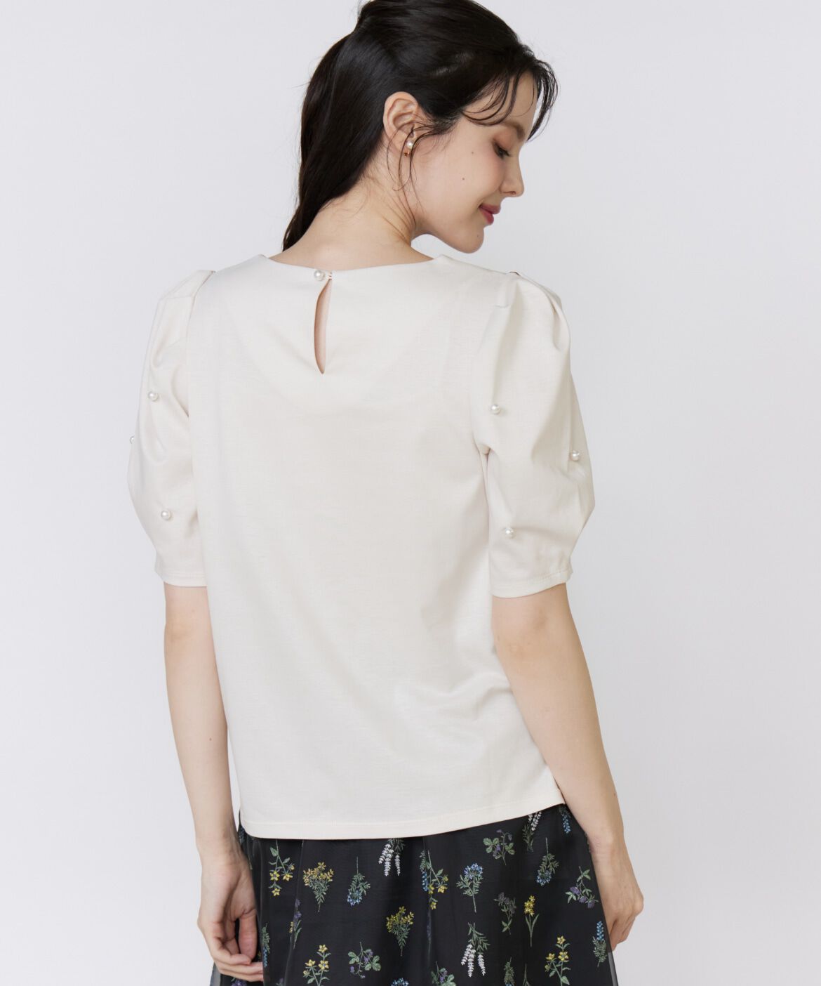 Maglie le cassetto「《大きいサイズ》袖パールカットソー」|Tシャツ・カットソー|