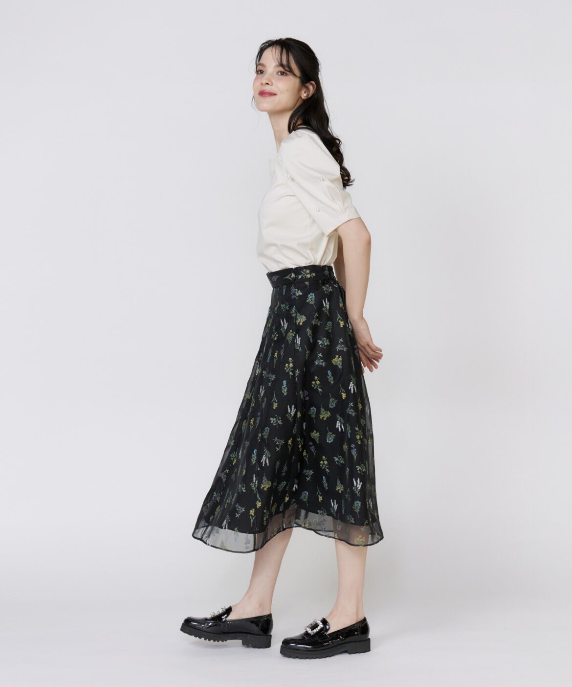 Maglie le cassetto「《大きいサイズ》袖パールカットソー」|Tシャツ・カットソー|