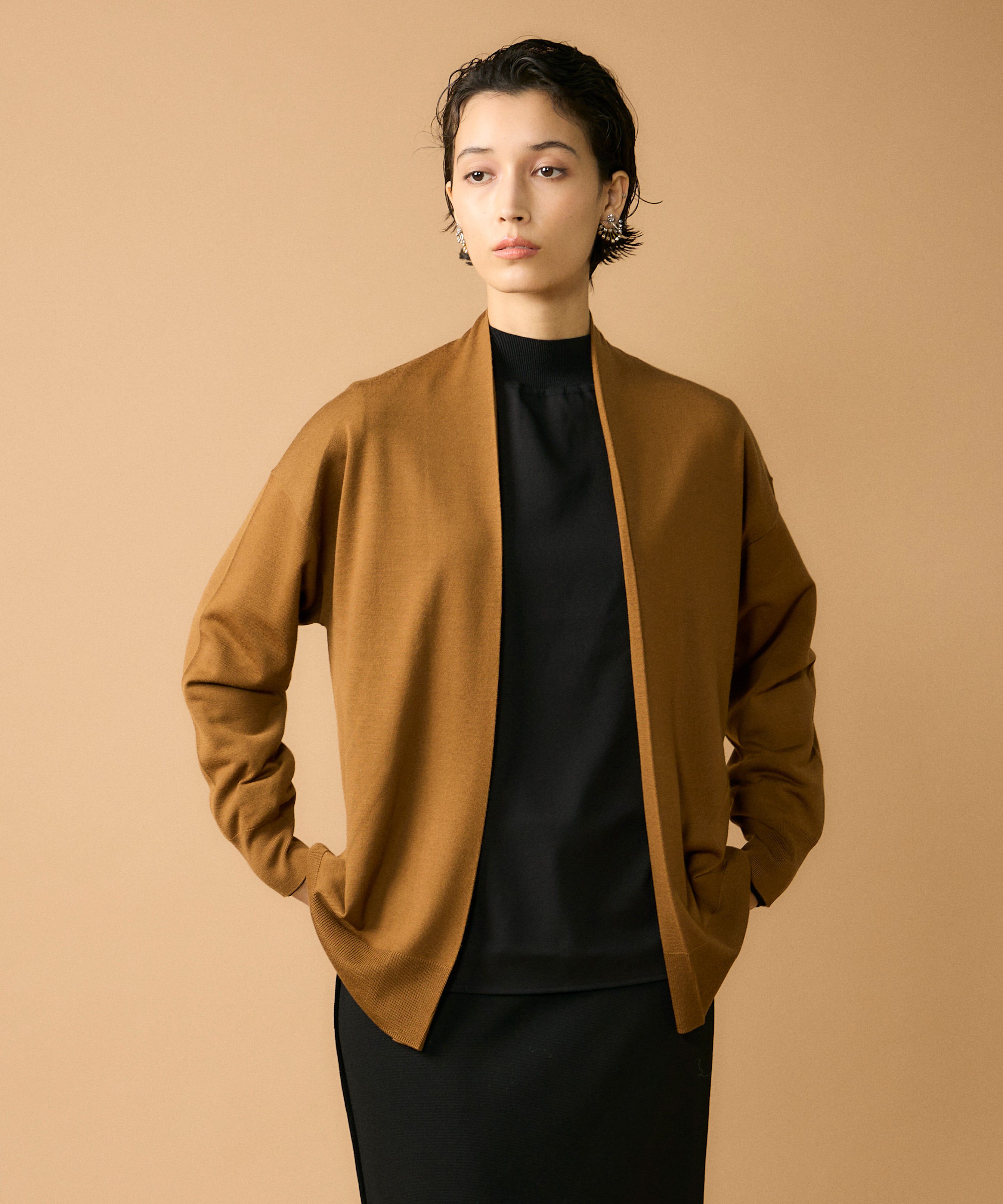 7-IDconcept.「着流しロングカーディガン」|カーディガン|キャメル1