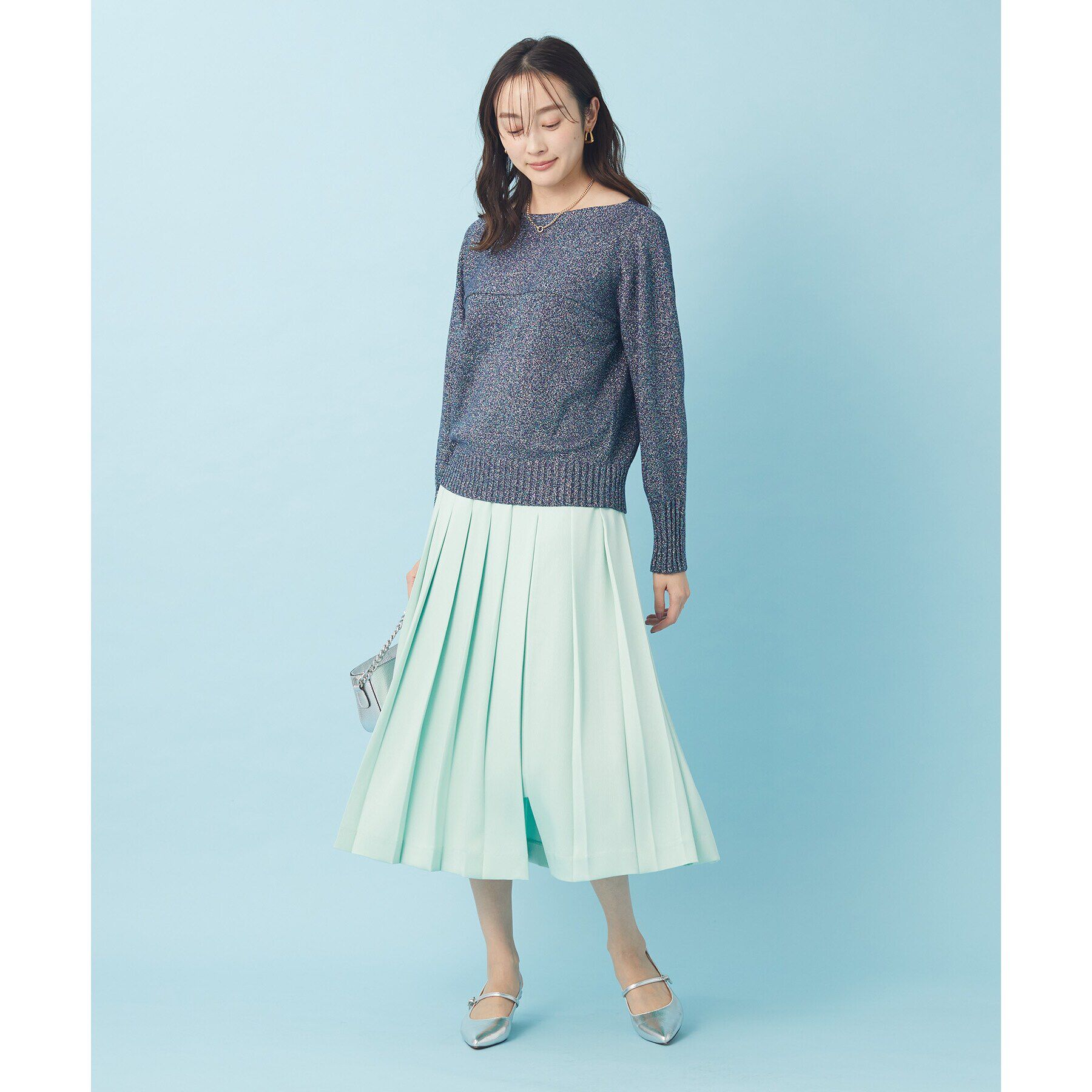 UNTITLED「サテンプリーツスカート」|スカート|