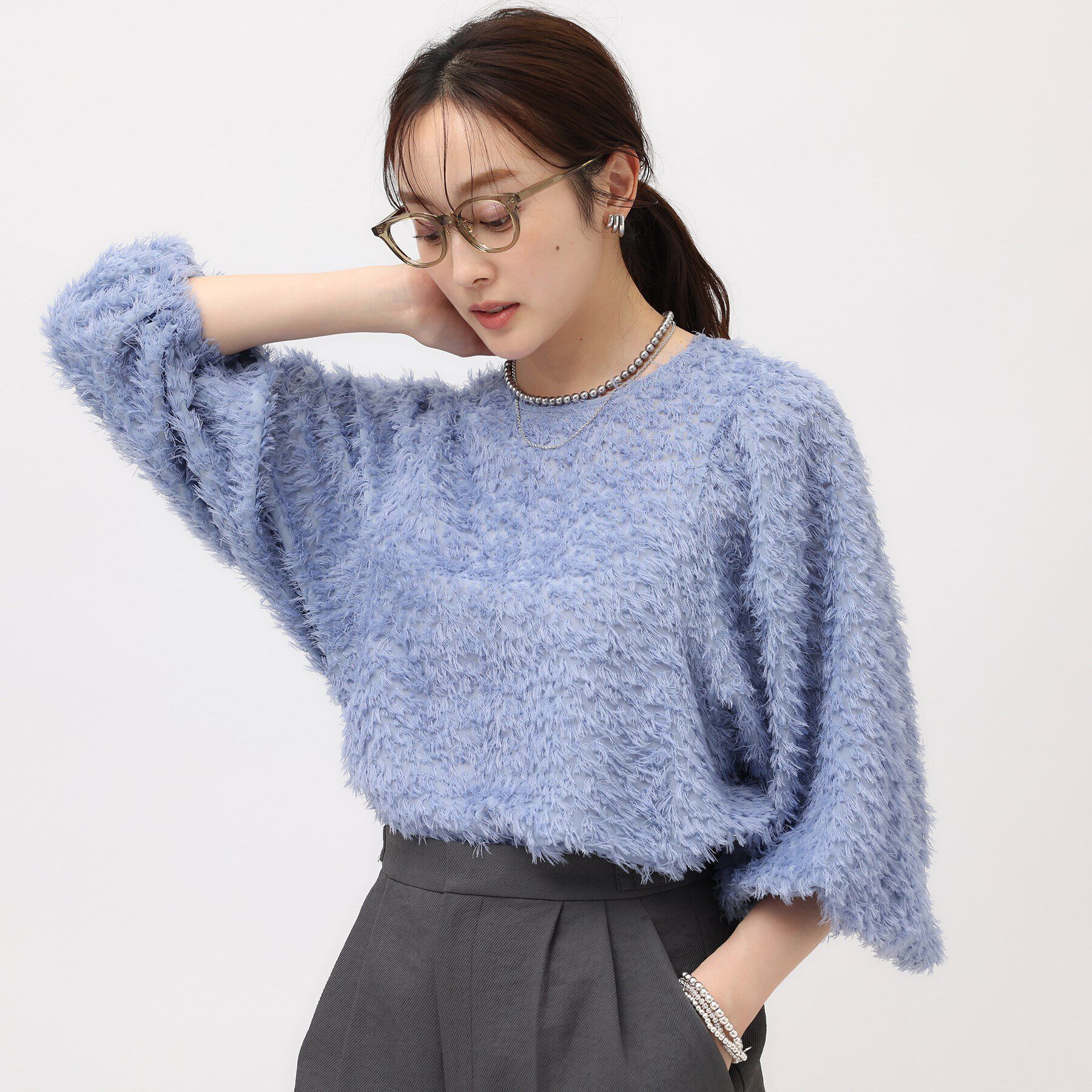 UNTITLED「【シアー/ボリューム袖】フェザージャカードブラウス」|シャツ・ブラウス|